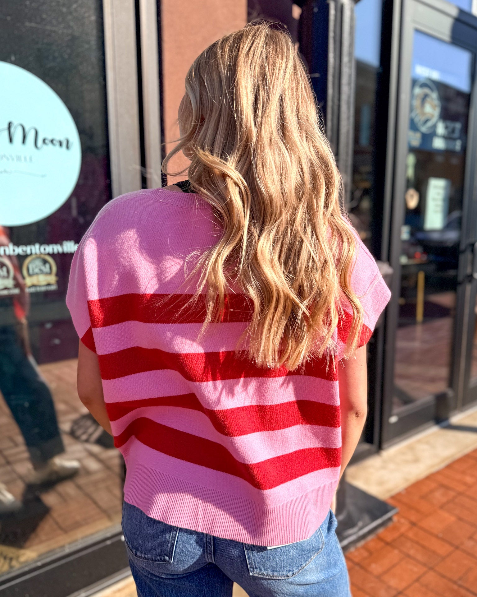 Pink/Red Striped Knit Top