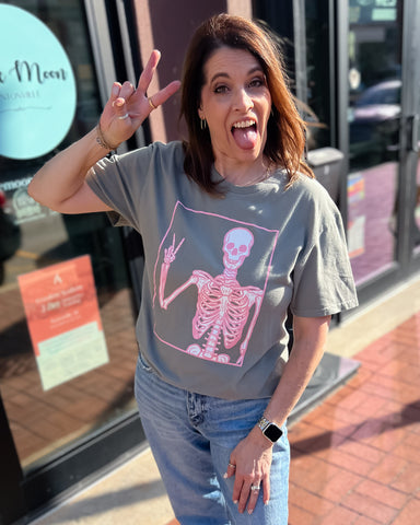 Pink Skeleton Graphic Tshirt