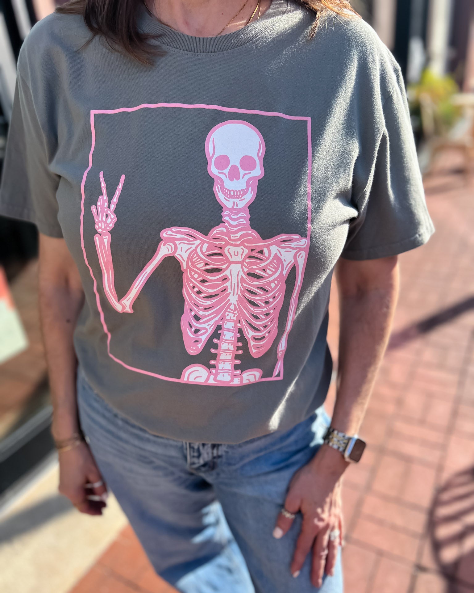 Pink Skeleton Graphic Tshirt