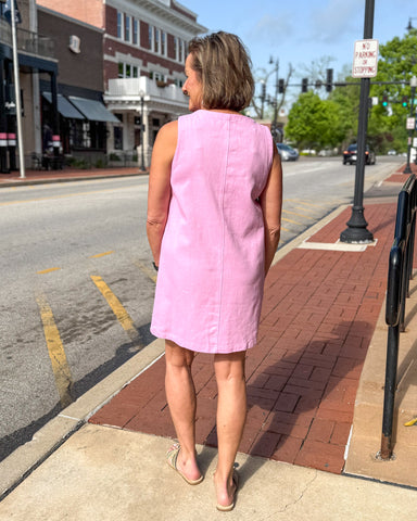 Pink Sleeveless Shirt Dress