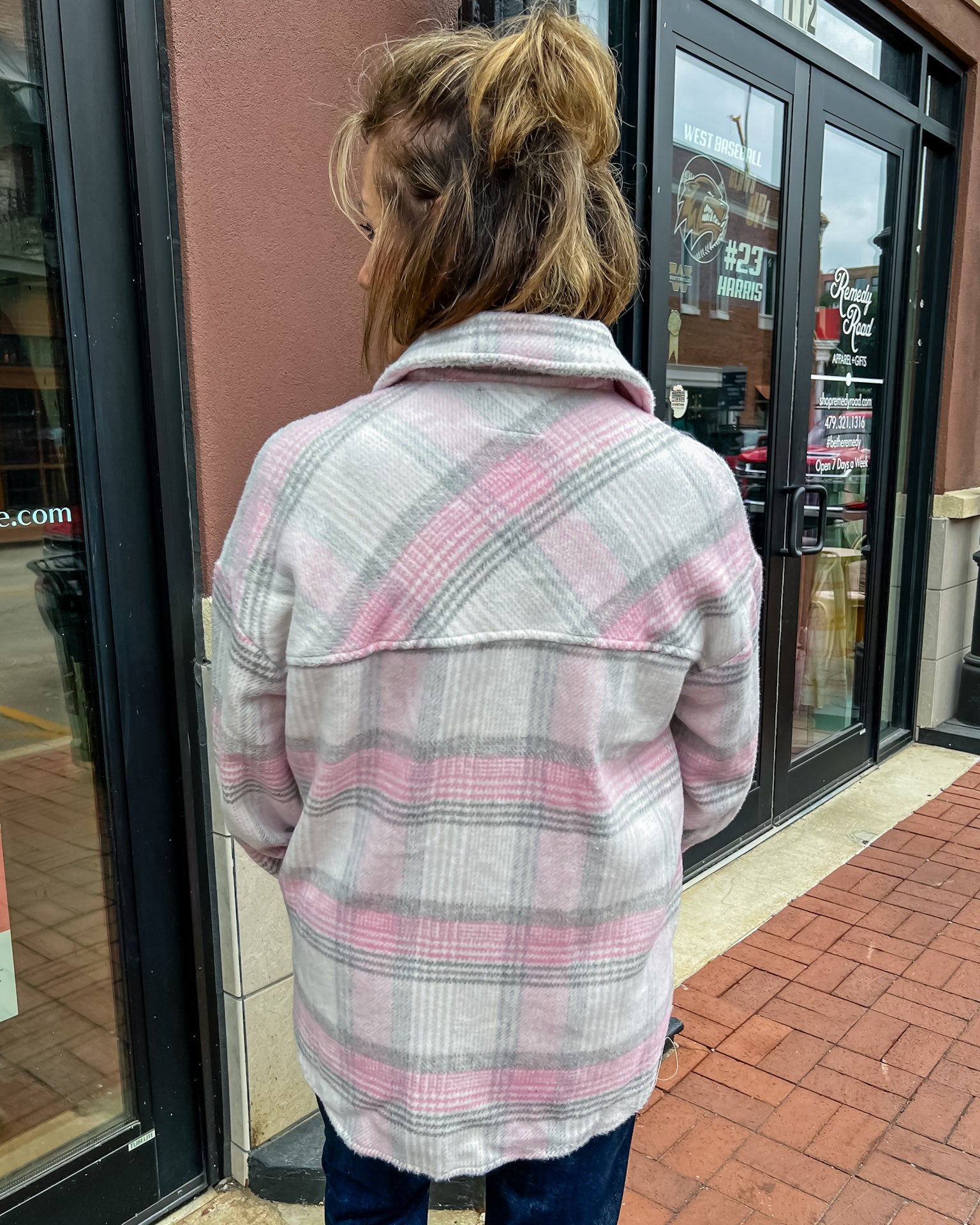 Pink Taupe Plaid Flannel Shacket