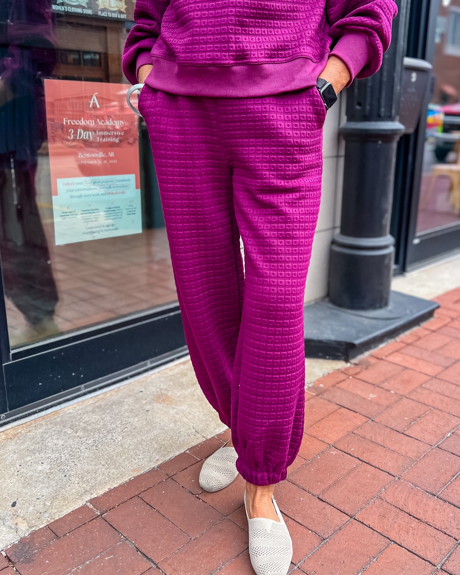 Plum Textured Joggers