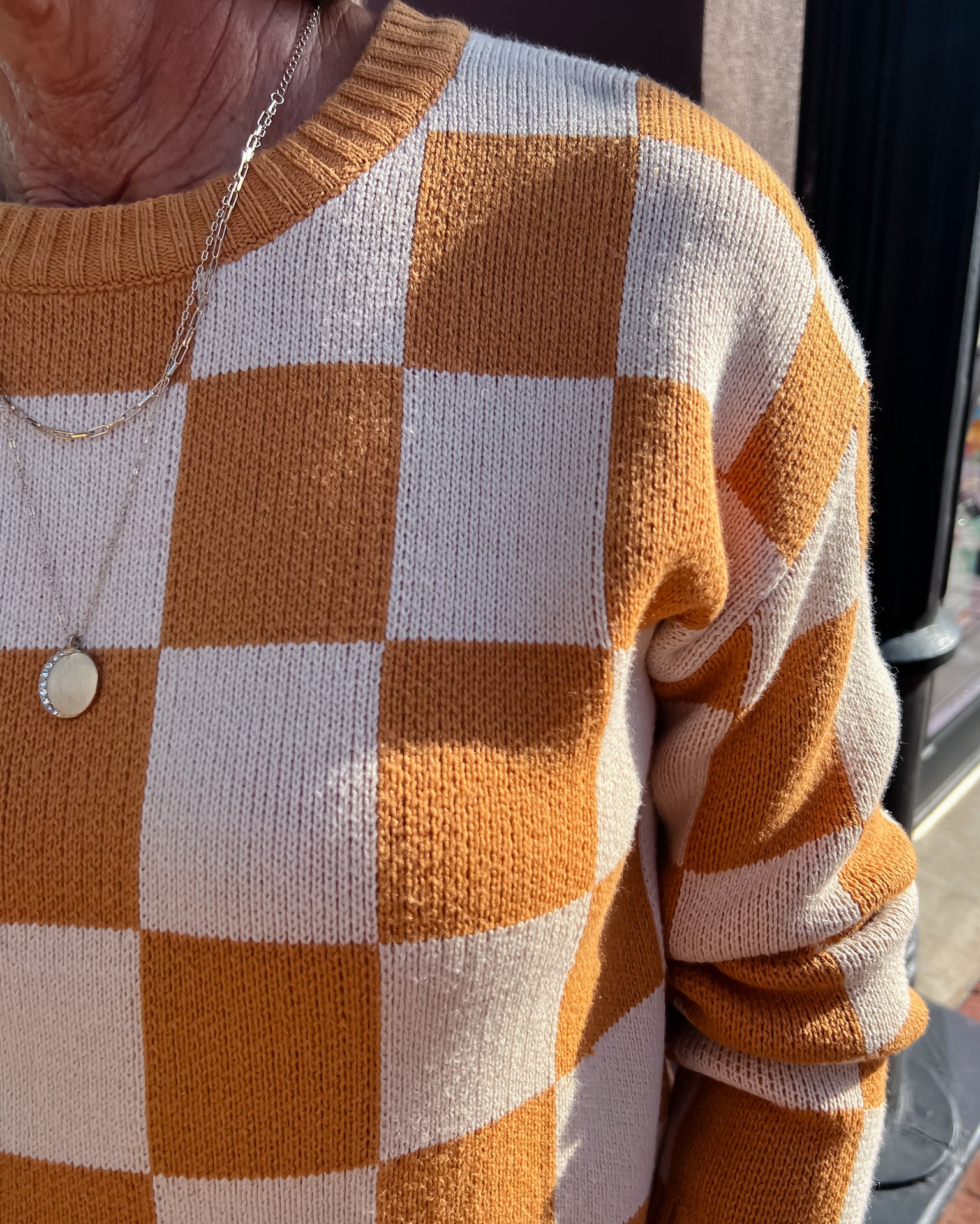 Pumkin Spice Checkered Sweater 