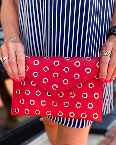 Ramona Grommet Crossbody Purse-Red