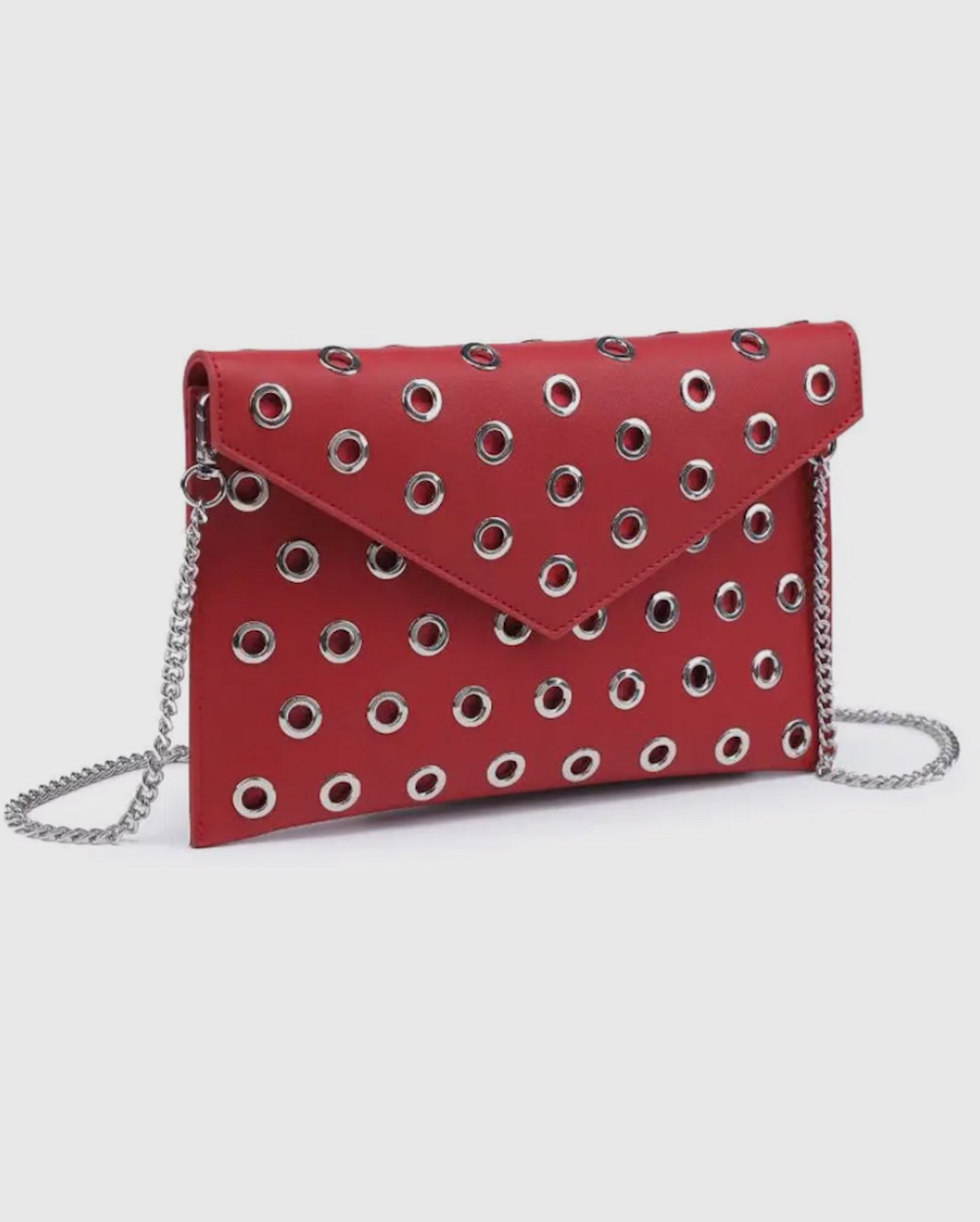 Ramona Grommet Crossbody Purse-Red