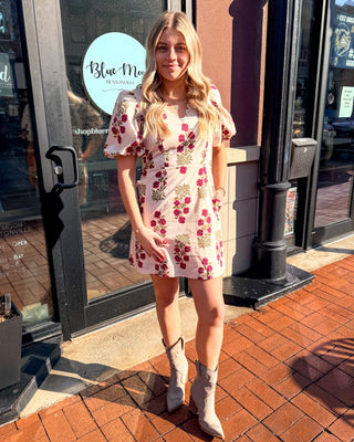 Raspberry Floral Mini Dress - Shopbluemoonbentonville