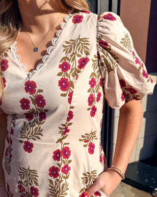 Raspberry Floral Mini Dress - Shopbluemoonbentonville
