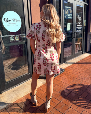 Raspberry Floral Mini Dress - Shopbluemoonbentonville