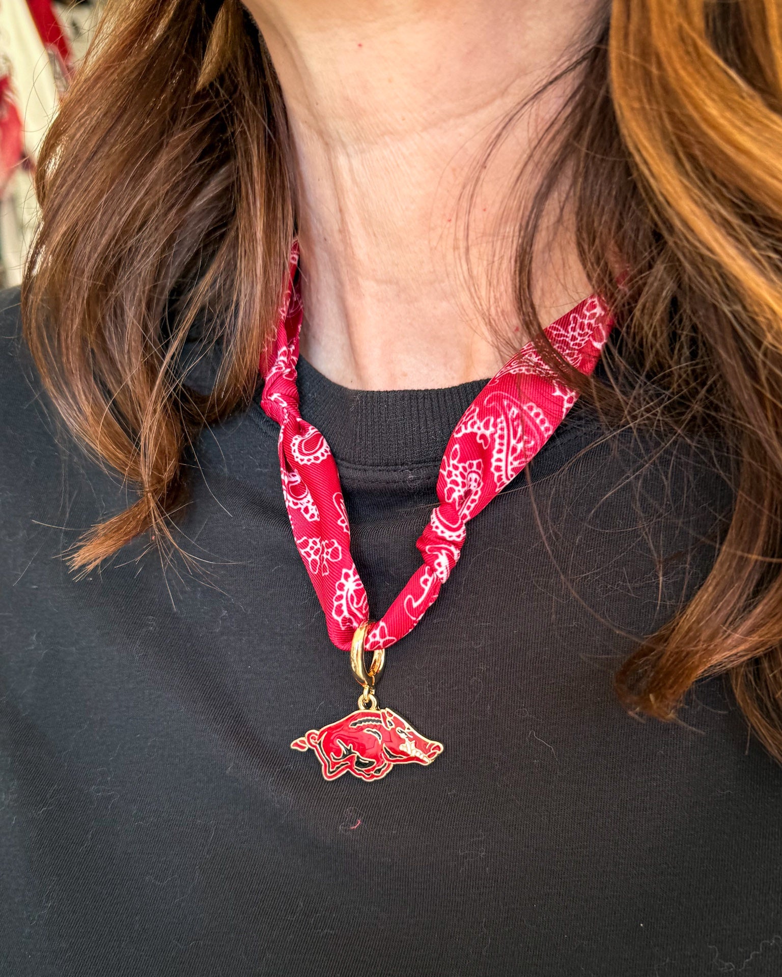 Razorback Bandana Charm Necklace