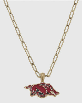Razorback Cardinal Enamel Pendant Necklace - Shopbluemoonbentonville