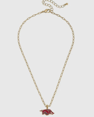 Razorback Cardinal Enamel Pendant Necklace - Shopbluemoonbentonville