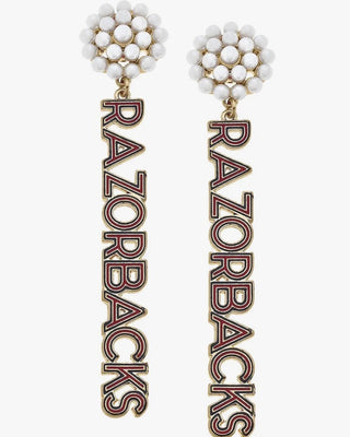 Razorback Outline Enamel Drop Earrings - Shopbluemoonbentonville