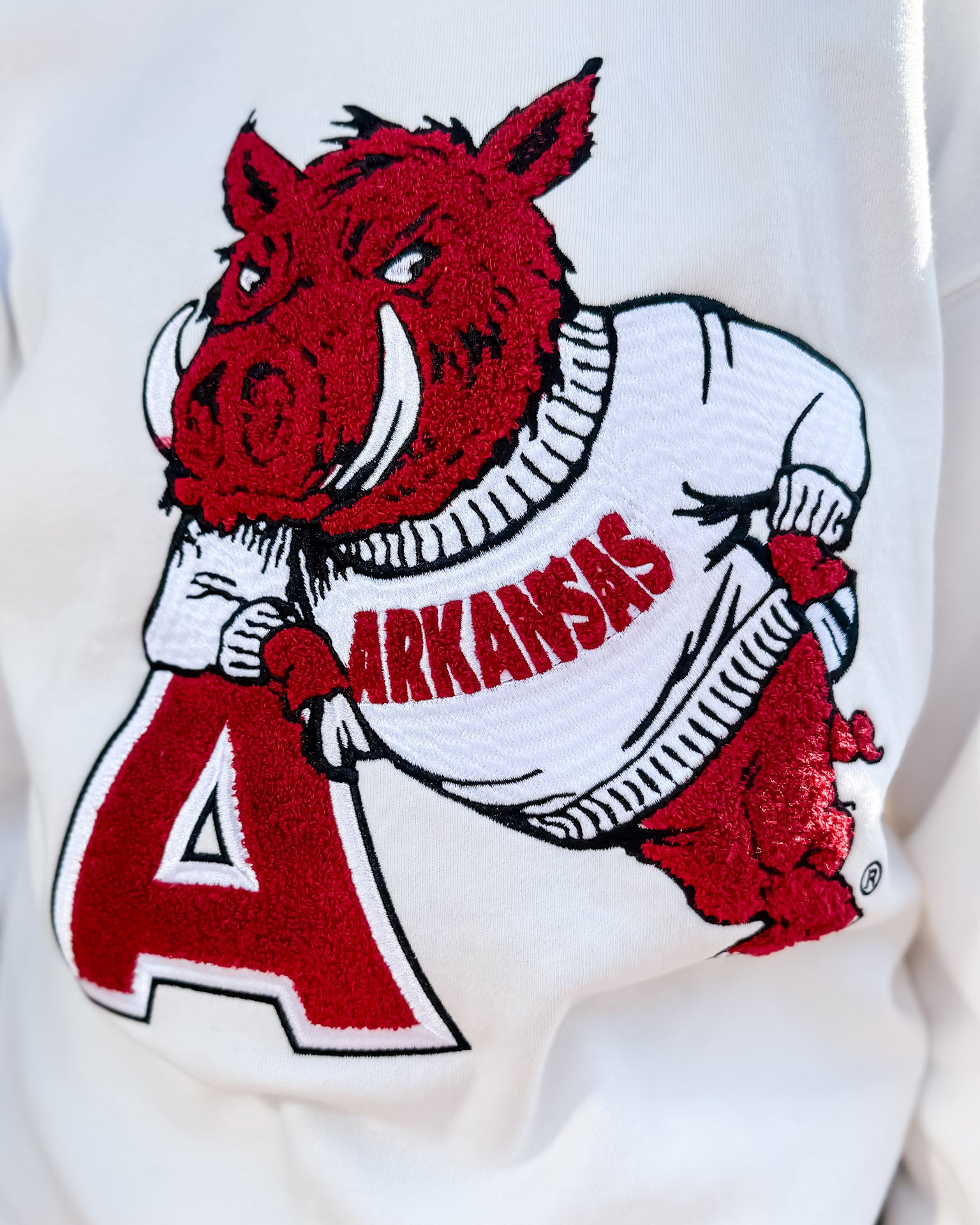 University of Arkansas mascot logo on a white background