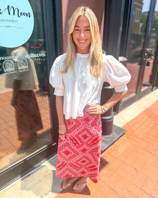 White Lace-Trimmed Blouse
