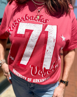 Razorbacks Cardinal Jersey Patch T-shirt - Shopbluemoonbentonville