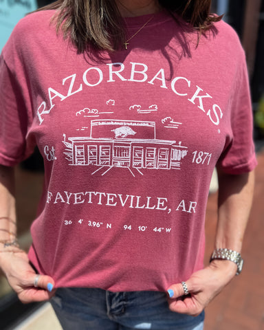 Razorbacks Stadium Coordinates Cardinal T-shirt