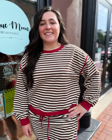 Red/Brown Striped Jersey Pullover