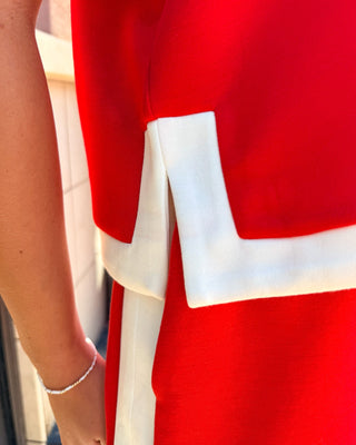 Red Contrast Trim Button Back Tank - Shopbluemoonbentonville