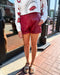 Garnet Faux Leather Shorts