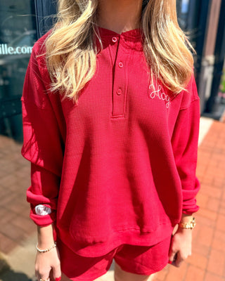 Red Hogs Waffle Lounge Top - Blue Moon Bentonville
