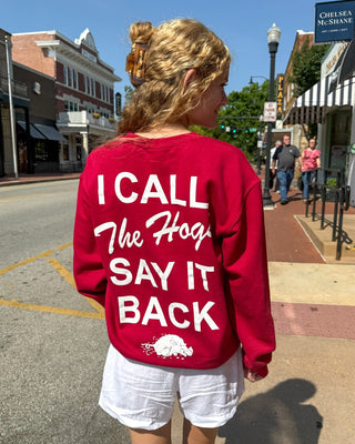Red I Call the Hogs Sweatshirt - Blue Moon Bentonville