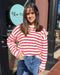 Red/Ivory Cozy Stripe Pullover