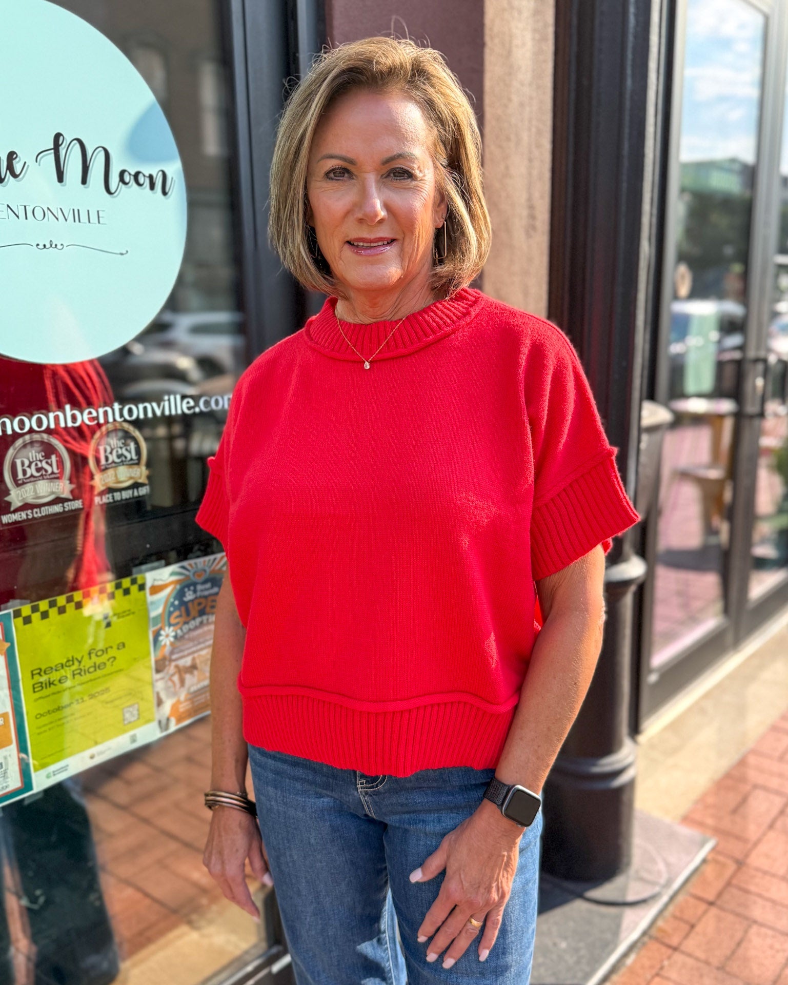 Red SS Crewneck Sweater