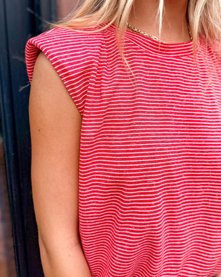 Red Stripe Bubble Hem Tank - Shopbluemoonbentonville