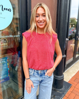 Red Stripe Bubble Hem Tank - Shopbluemoonbentonville