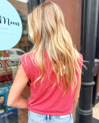 Red Stripe Bubble Hem Tank - Shopbluemoonbentonville