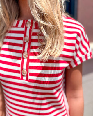 Red Striped Henley Midi Dress - Shopbluemoonbentonville