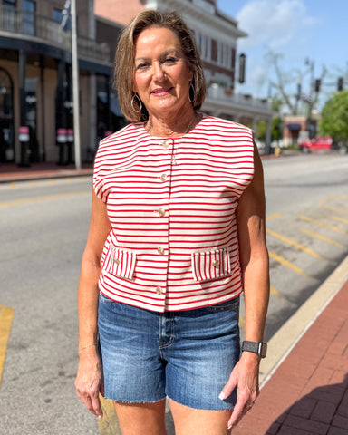 Red Striped Sleeveless Top 