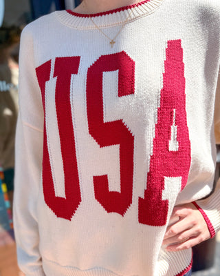 Red USA Graphic Knit Sweater - Shopbluemoonbentonville
