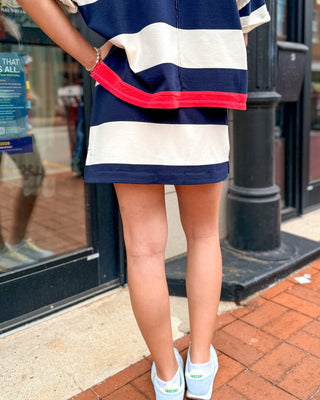 Red White Blue Striped Drawstring Skort - Shopbluemoonbentonville