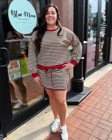 Red/Brown Striped Jersey Pullover