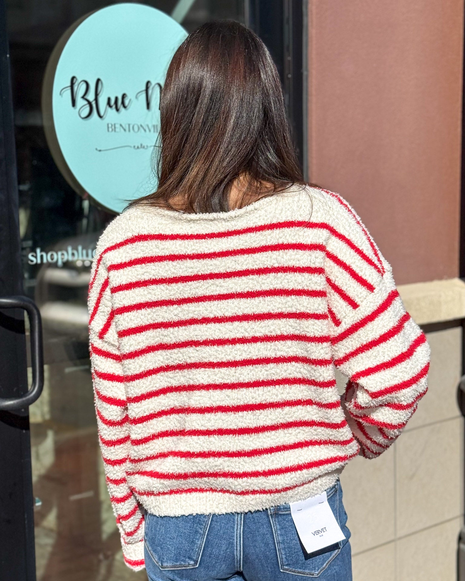 Red/Ivory Cozy Stripe Pullover