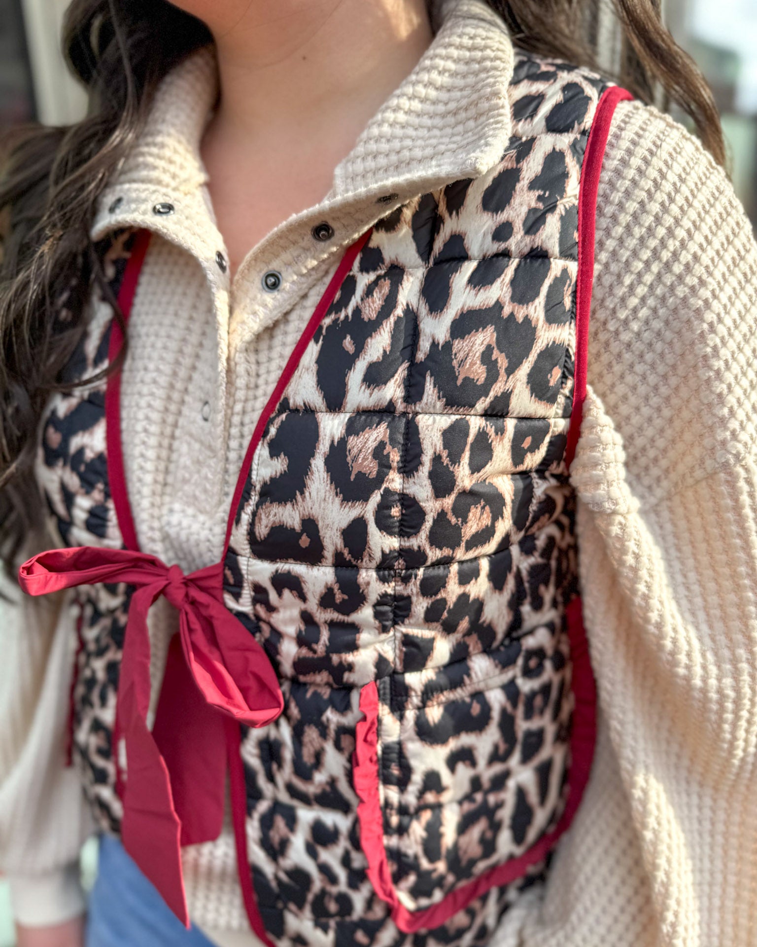 Red/Leopard Quilted Vest