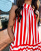 Red Striped Halter Dress