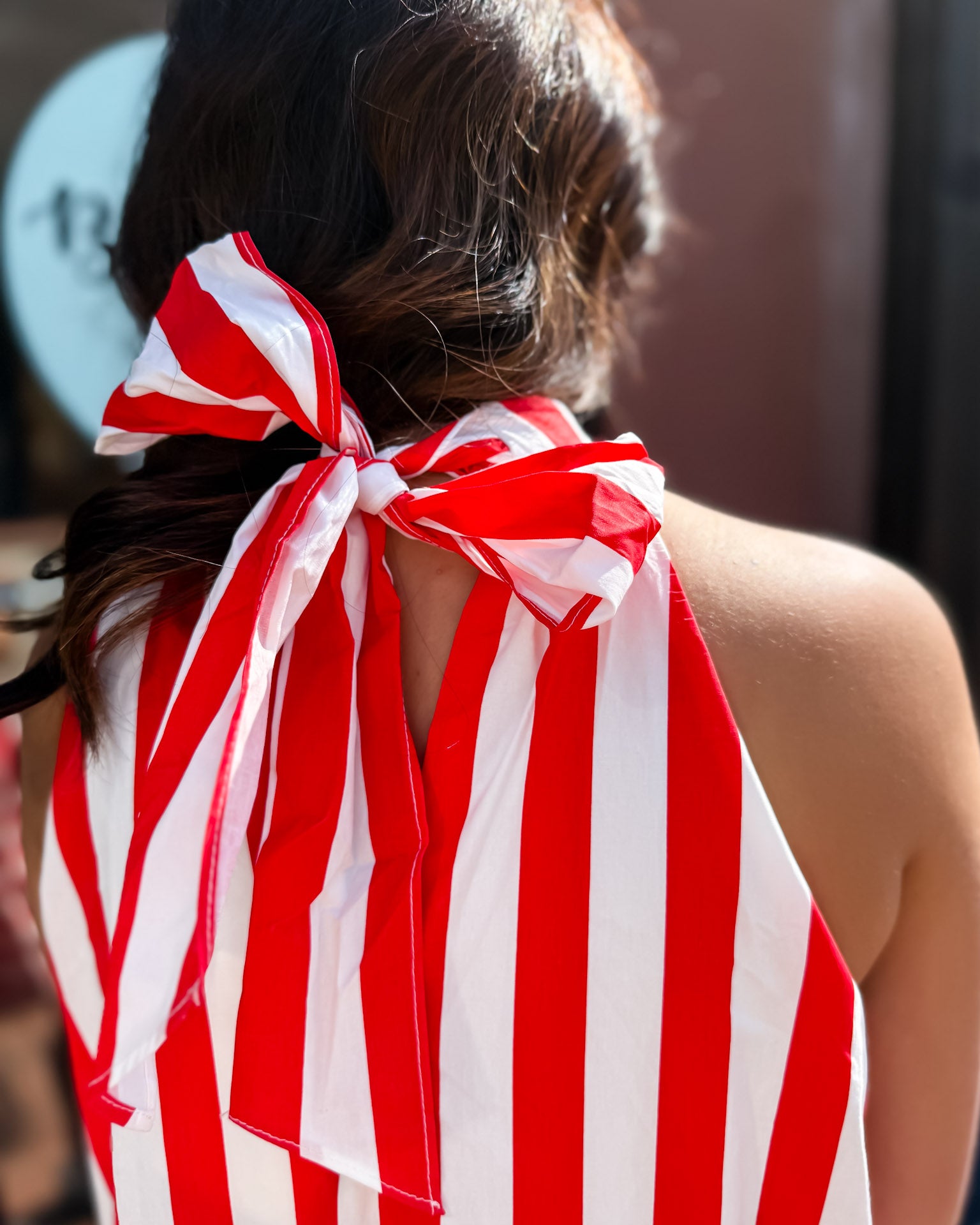 Red Striped Halter Dress