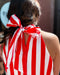 Red Striped Halter Dress