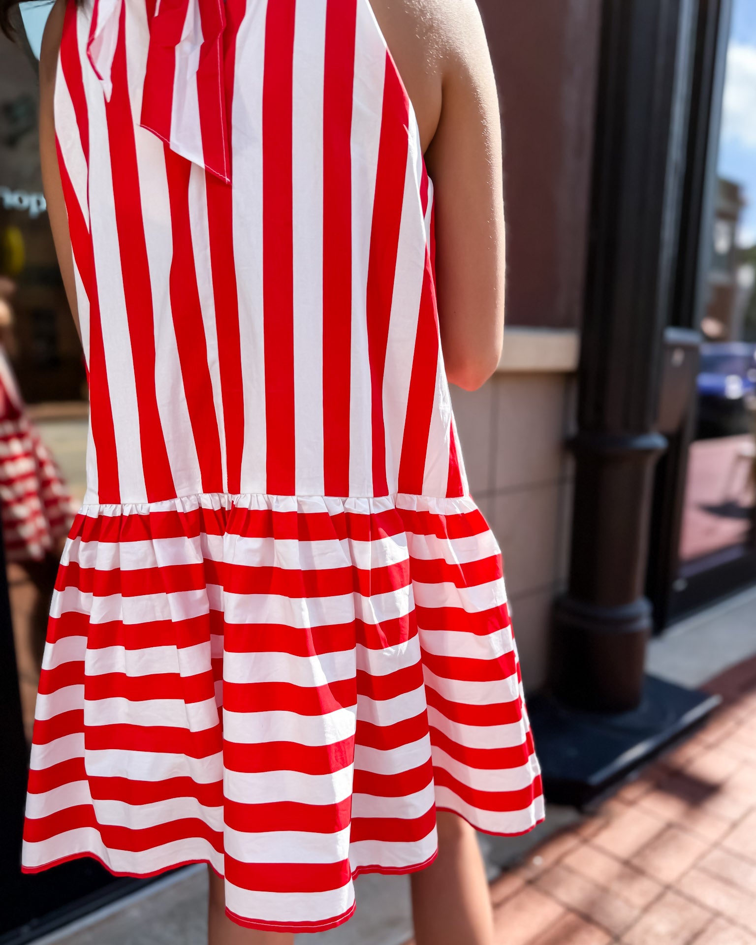 Red Striped Halter Dress