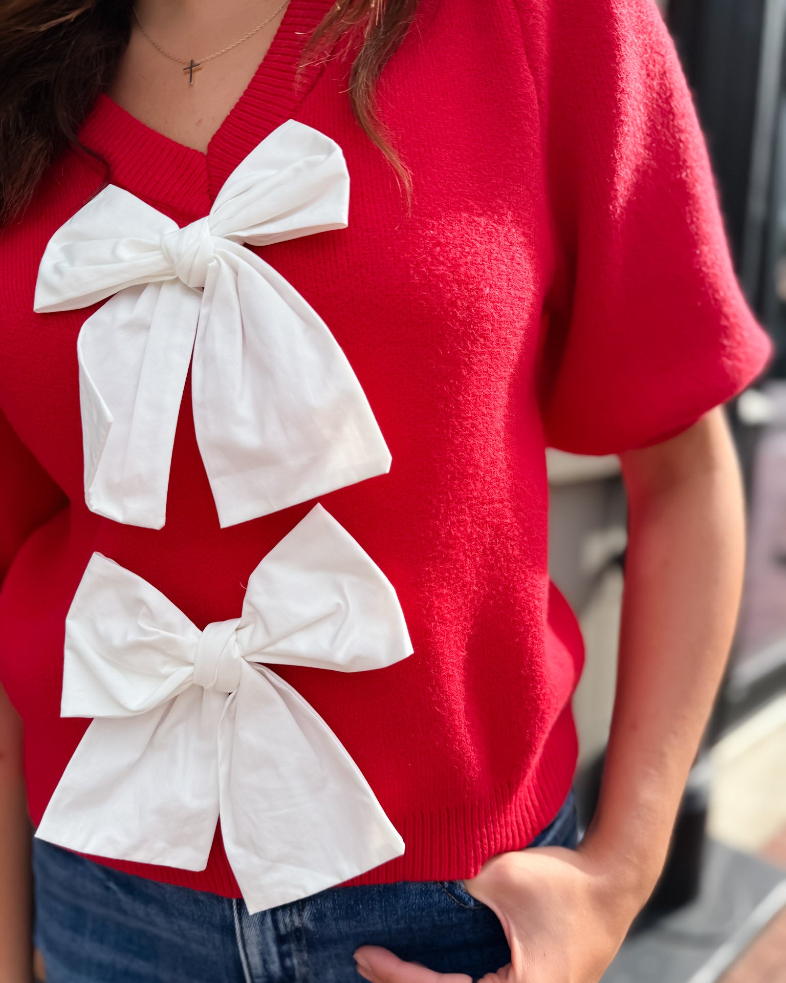 Red Sweater w/White Bows