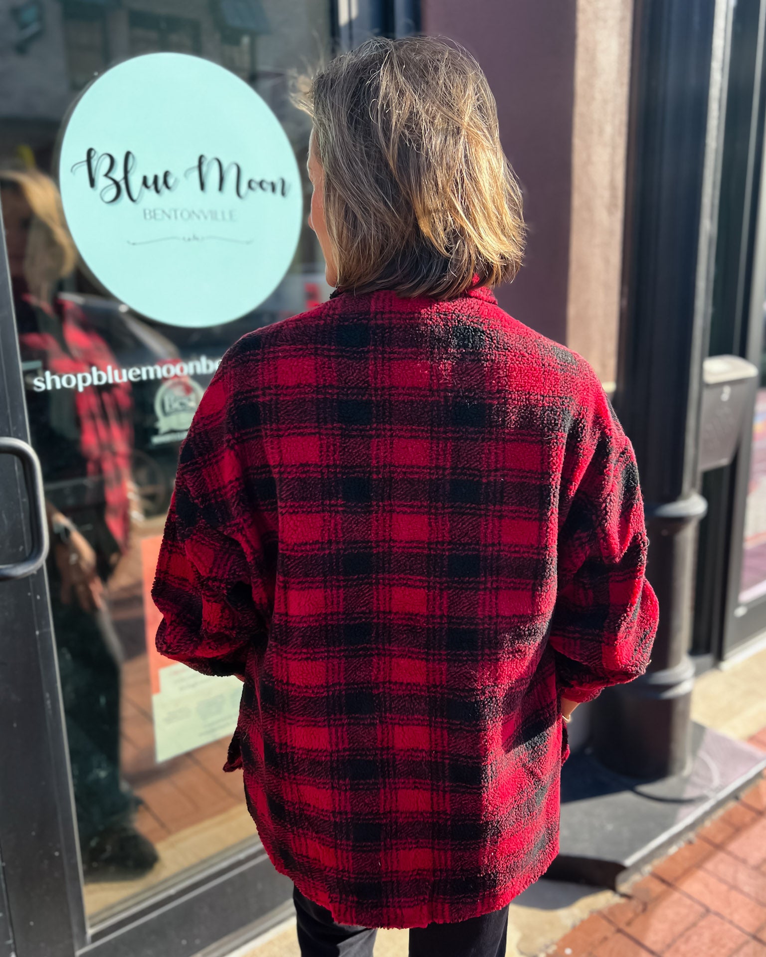 Red and Black Plaid Oversized Furry Shacket