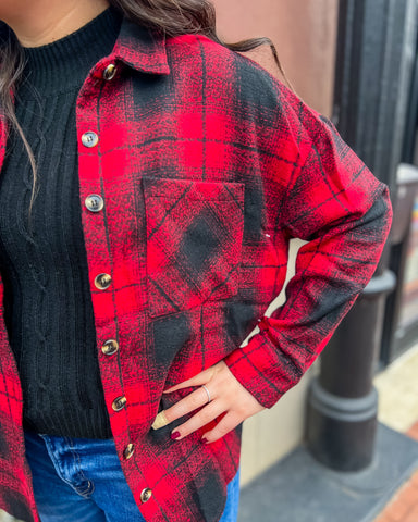 Red and Black Plaid Shacket