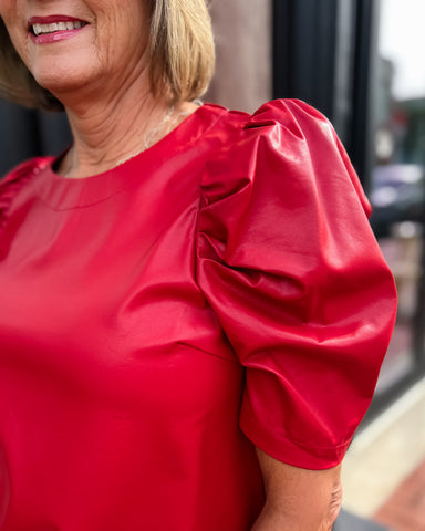 Red Faux Leather Top