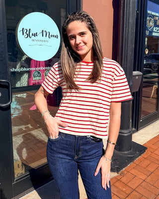 Red/Ivory Striped Shirt - Shopbluemoonbentonville