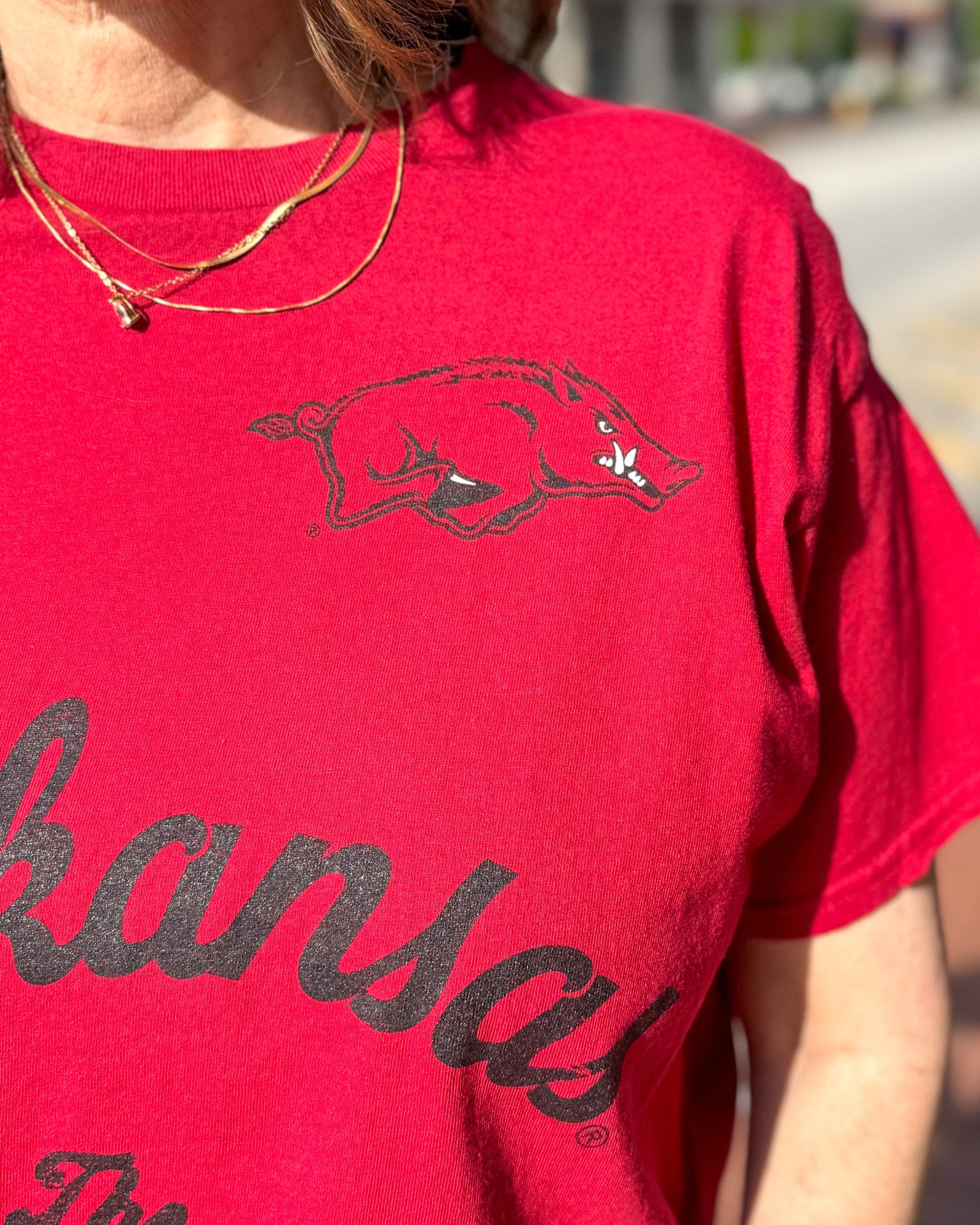 Red Razorback Quality Thrifted T-Shirt