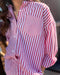 Red Striped Shirt Short Set 