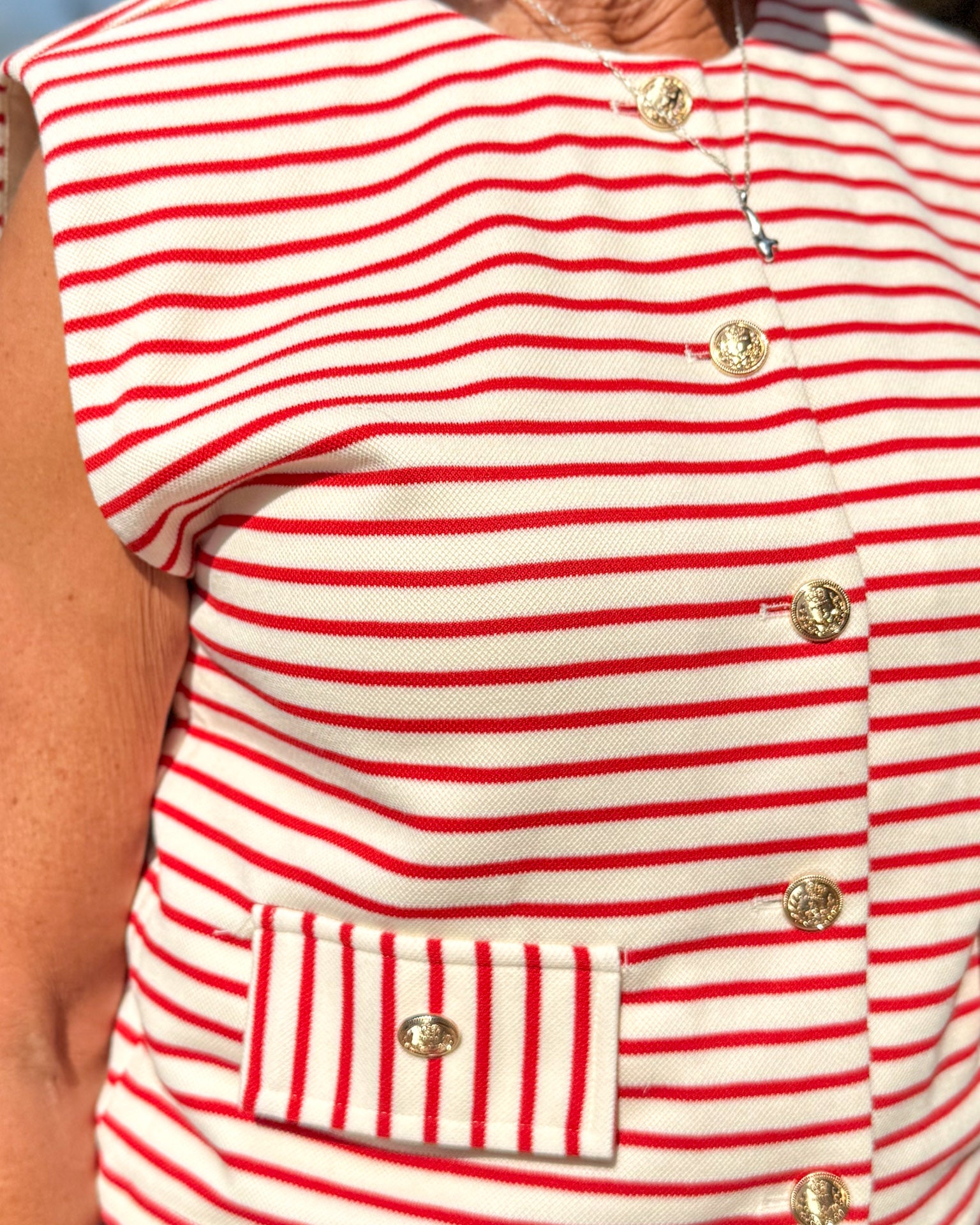 Red Striped Sleeveless Top 