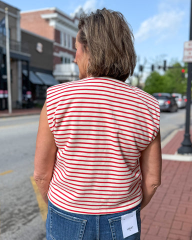 Red Striped Sleeveless Top 